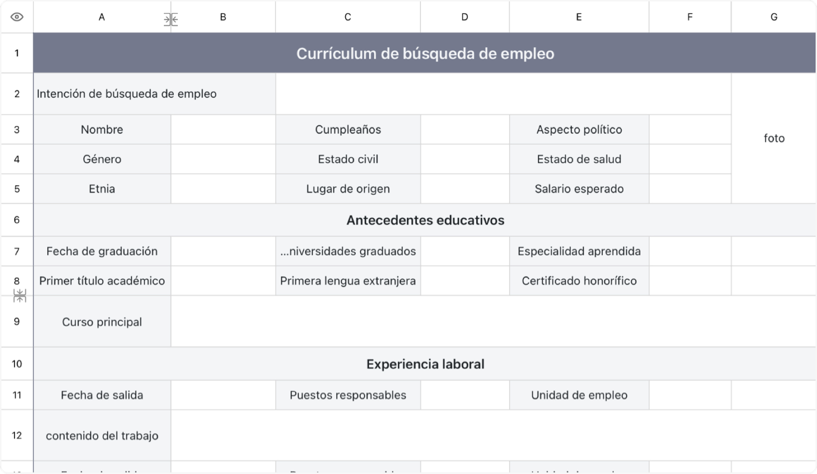 Currículum personal de búsqueda de empleo 1